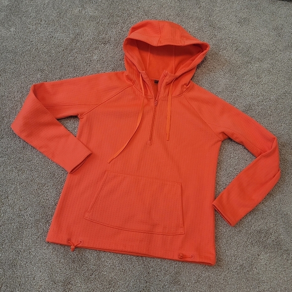 Athleta Womens Neon Orange Fleece Hooded Sweatshirt Size XS - Picture 2 of 6